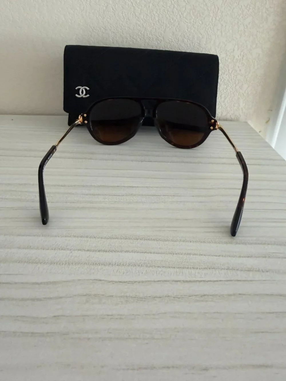 CHANEL Tortoise Shell Aviator Sunglasses